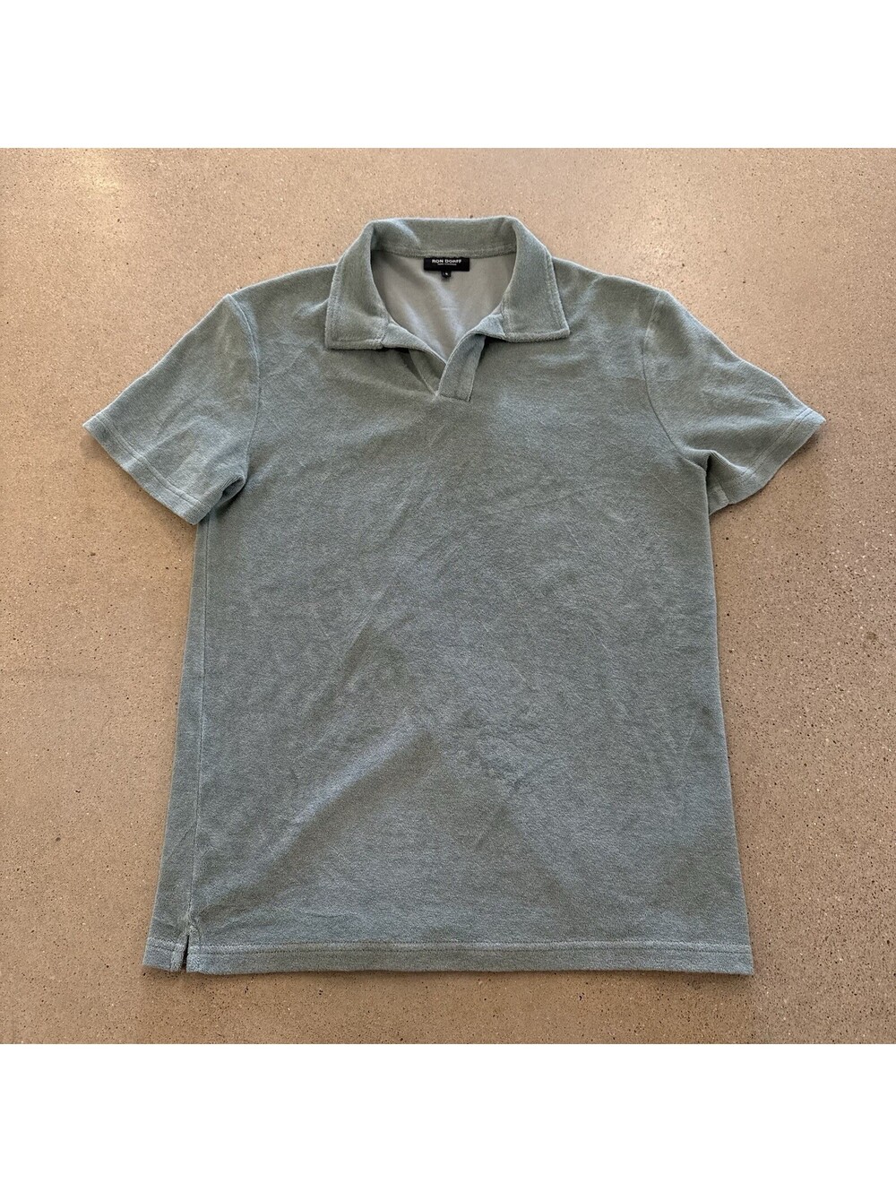 Ron Dorff Men's Short-Sleeve Polo Shirt Size S Green Terry Cloth $180